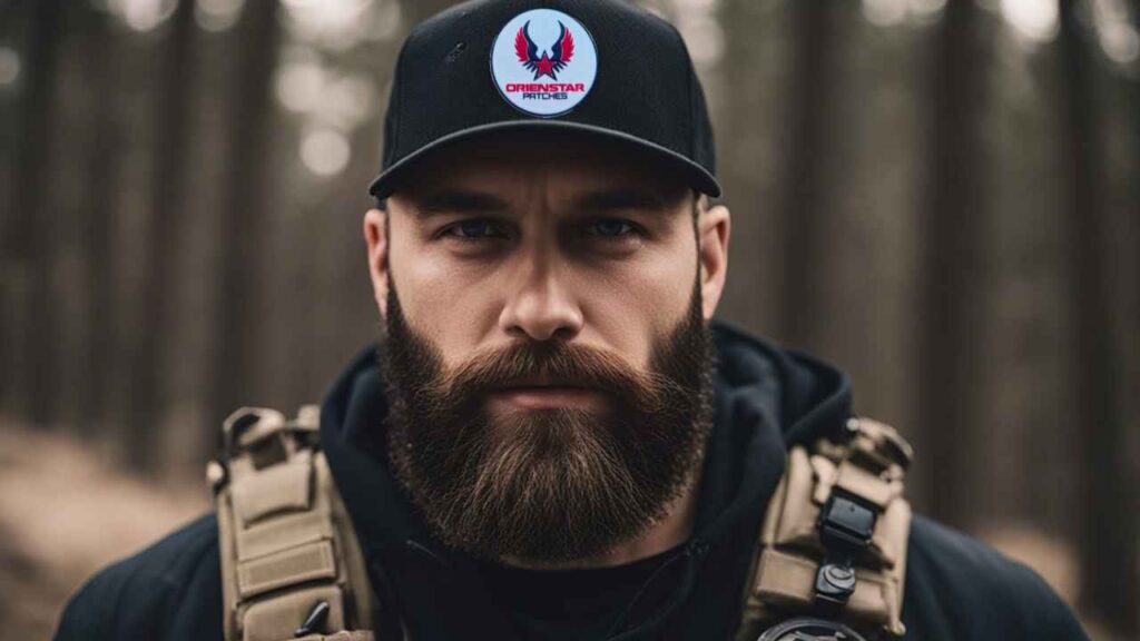 Tactical beard man orienstar Patch on black hat
