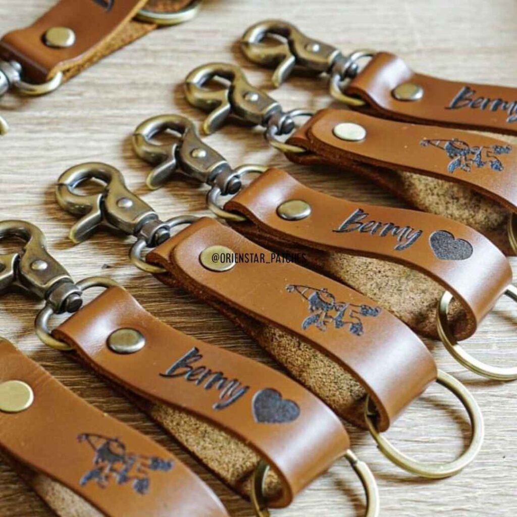 Personalised leather loop Keyrings