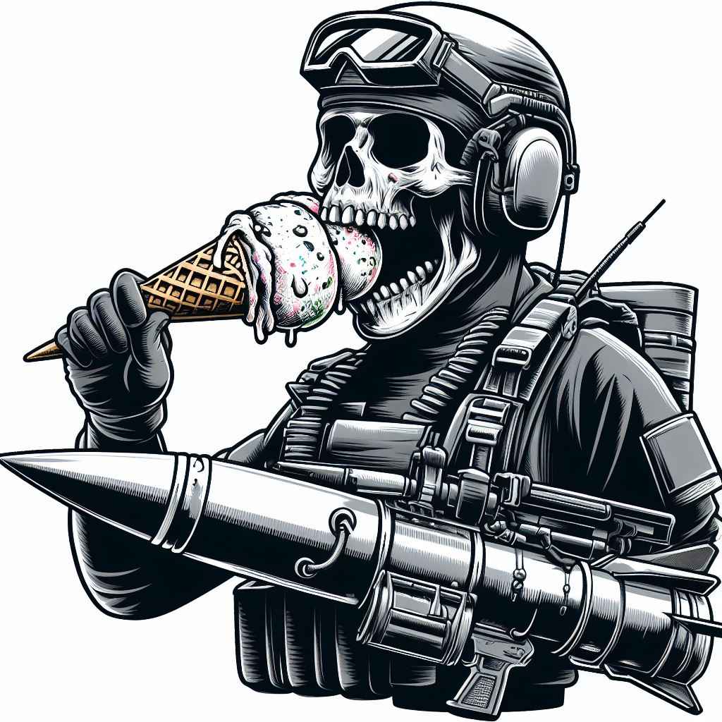 Airsoft skull ghost eating ice cream mesile design