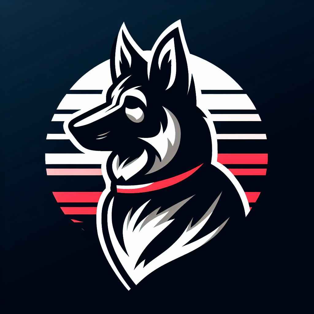 K9 dog logo red lines background