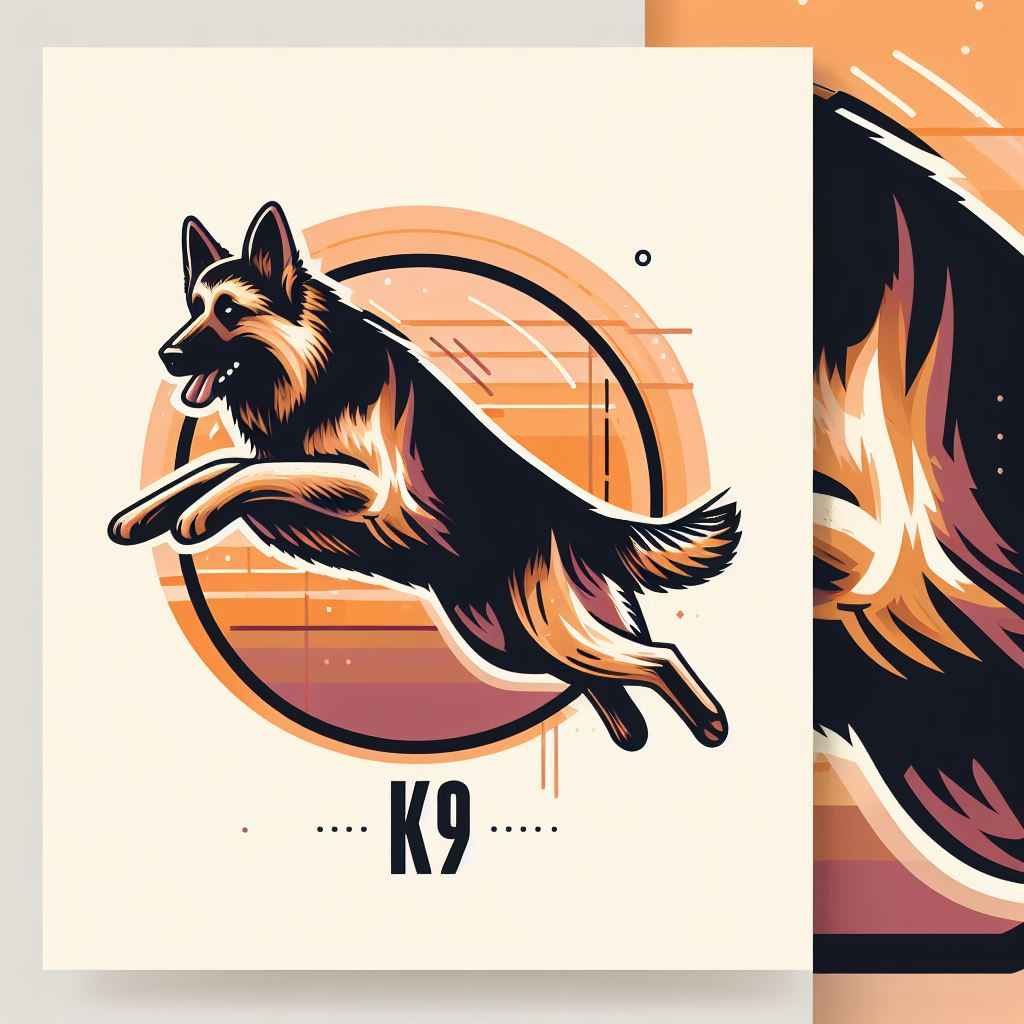 K9 dog jumping circle logo