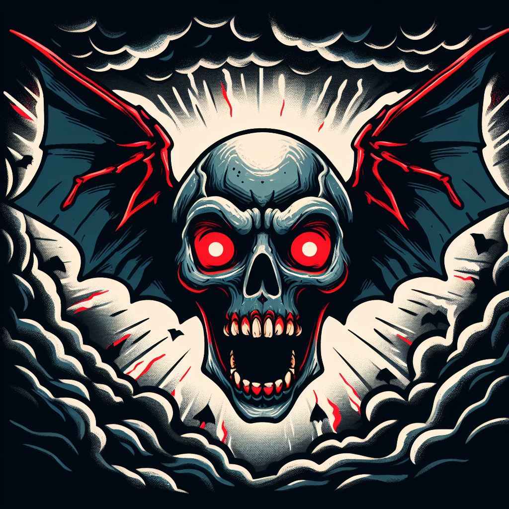 Skull Wings red eyes patch design
