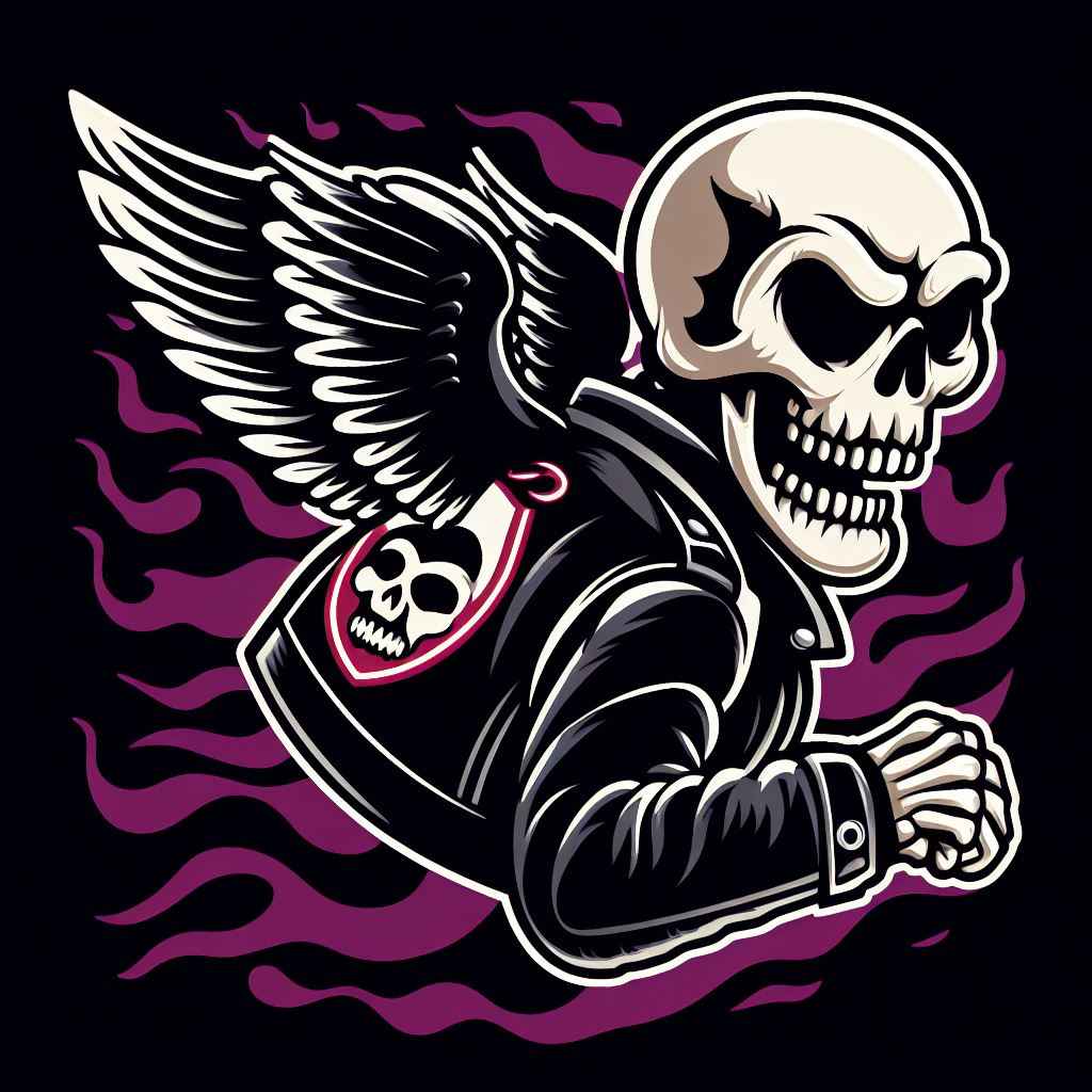 Skull ghost wings patch design