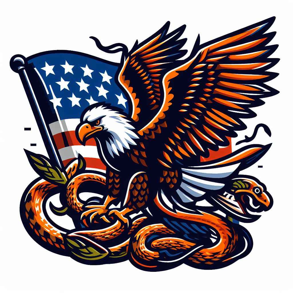 American eagle hunting snake patch design