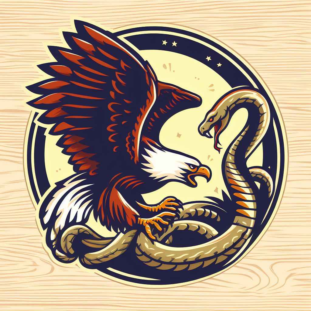 American eagle hunting snake patch design