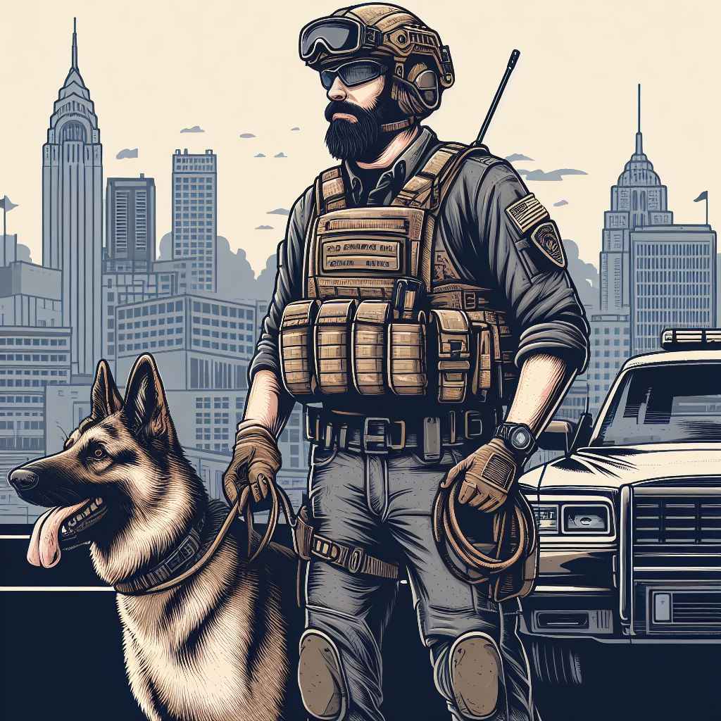 Police man with k9 dog design