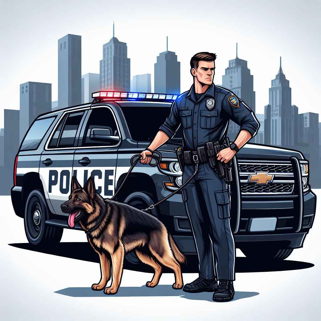 Police man with k9 dog design