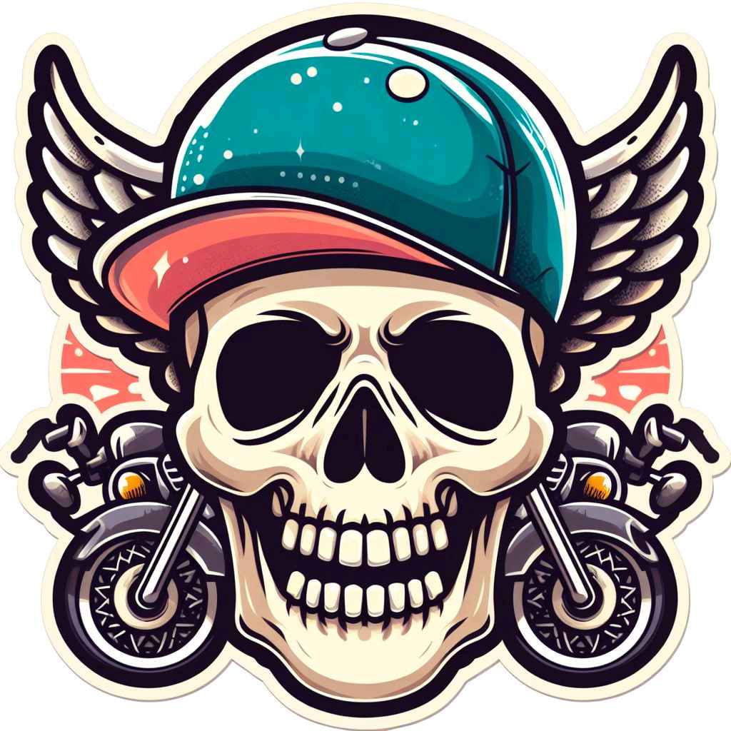 Skull hat bike riding patch design