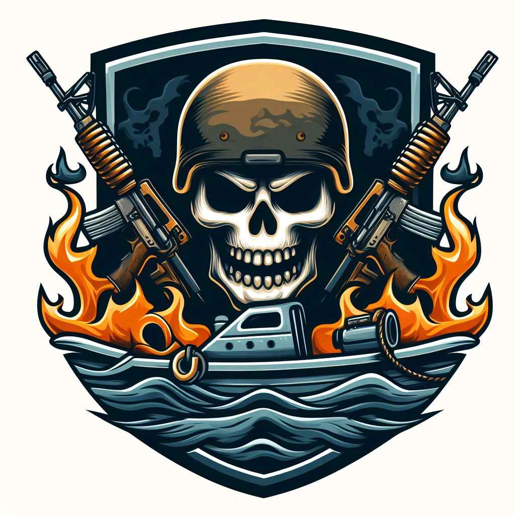 Tactical skull ghost in boat patch design