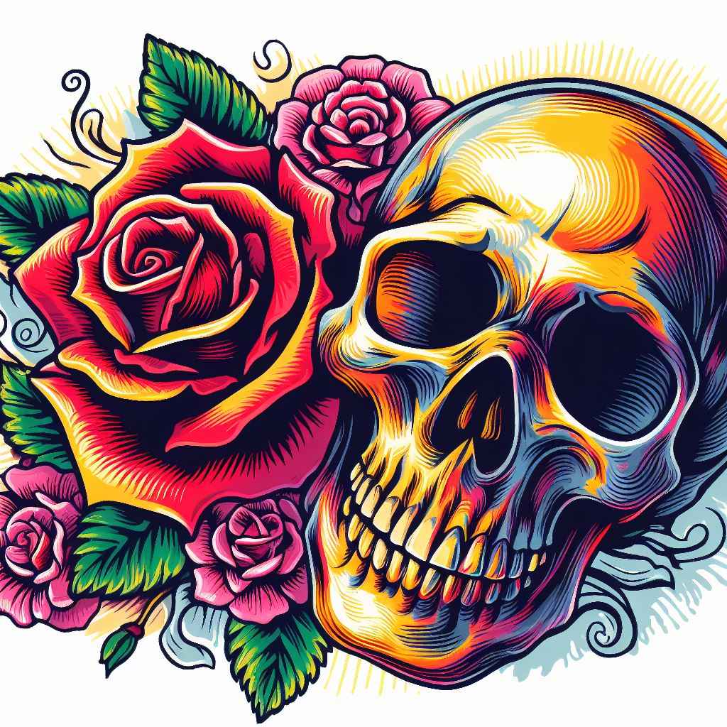 skull and rose tattoo designs