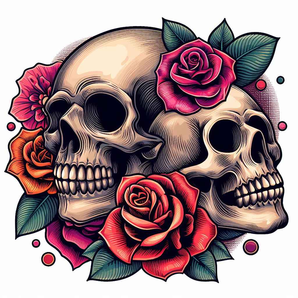 skull with rose tattoo designs